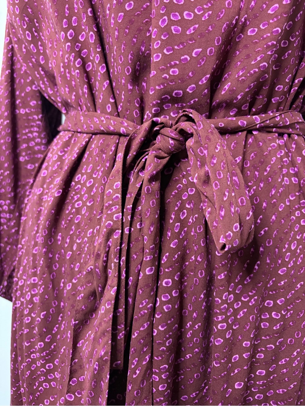 Penn. Penningtons Burgundy Abstract Print Tie Waist Midi Dress - Size 1X - Picture 7 of 14